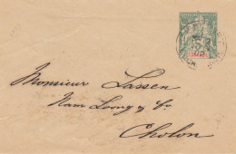 French Colonies: Indo-chine 1902: Letter Saigon Port To Cholon - Cartas & Documentos