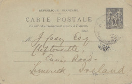 French Post Office: 1927 Kreta: Post Card To Ireland - Other & Unclassified