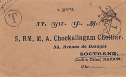 French Colonies: Indo-chine: Letter To Soctrang, Taxe - Lettres & Documents