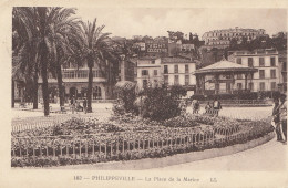 French Colonies Algerie Post Card Philippeville, Place De La Marine - Algeria (1962-...)