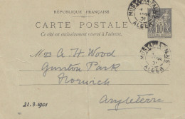 French Colonies Algerie 1901: Post Card To England - Algerien (1962-...)