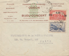 French Colonies Algerie 1939 Alger To Paris- Odéon Phonos/Disques - Algerien (1962-...)