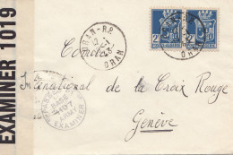 French Colonies Algerie 1943 - Censor Oran To Geneve - Croix Rouge - Censor - Algérie (1962-...)