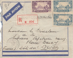 French Colonies Senegal 1938 Registered Saint Lou To Dijon - Sénégal (1960-...)