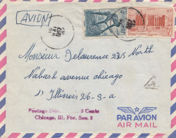 French Colonies: Ivory Coast 1957 Air Mail To Chicago, Taxe, Postage Due - Ivory Coast (1960-...)