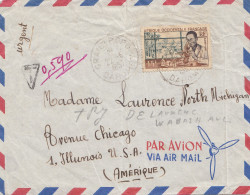 French Colonies: Ivory Coast Grand Popo 1957 To Chicago, Taxe, Postage Due - Ivory Coast (1960-...)