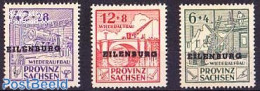 Germany, Local Post 1946 Eilenburg, Private Issue 3v, Horizontal Overprint, Mint NH, Transport - Railways - Trenes