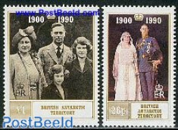 British Antarctica 1990 Queen Mother 2v, Mint NH, History - Kings & Queens (Royalty) - Royalties, Royals