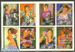 Spain 2003 A. Roldan Paintings 8v In Booklet, Mint NH, Nature - Flowers & Plants - Stamp Booklets - Art - Modern Art (.. - Unused Stamps