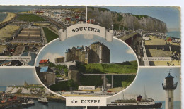 76217 01 31#0+15 - DIEPPE - MULTIVUES (VUE GENERALE DE L'ESPLANADE, LA PLAGE, LE CHÂTEAU, DEPART POUR L'ANGLETERRE, ...) - Dieppe