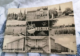 AK "ROSTOCK CA. 1950 HISTORISCH MEHRBILDKARTE" TOLLE ALTE POSTKARTE VINTAGE DDR  SW VINTAGE ANTIK, ANSICHTSKARTE, SCHÖN - Rostock