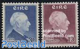 Ireland 1957 J.E. Redmond 2v, Mint NH, History - Politicians - Nuovi