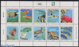 Marshall Islands 2004 Fish 10v M/s, Mint NH, Nature - Fish - Shells & Crustaceans - Turtles - Poissons