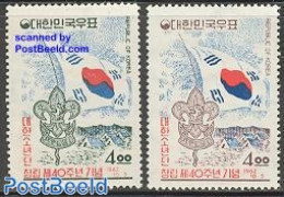 Korea, South 1962 Scouting 2v, Mint NH, History - Sport - Flags - Scouting - Korea, South