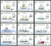 British Antarctica 2008 Definitives, Ships 12v, Mint NH, Nature - Transport - Dogs - Penguins - Sea Mammals - Aircraft.. - Flugzeuge