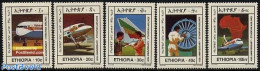 Ethiopia 1986 Etheopian Airways 5v, Mint NH, Transport - Various - Aircraft & Aviation - Maps - Flugzeuge