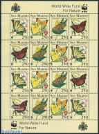 San Marino 1993 WWF, Butterflies 4x4v M/s, Mint NH, Nature - Butterflies - World Wildlife Fund (WWF) - Unused Stamps