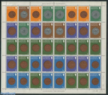Guernsey 1980 Coins Booklet Sheet, Mint NH, Various - Money On Stamps - Munten