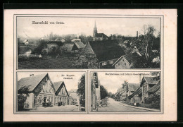 AK Harsefeld, Fr. Meyers Gasthof, Marktstrasse Mit Löhn`s Geschäftshaus, Ortspartie Mit Kirche Von Osten  - Other & Unclassified