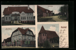 AK Riestedt, Dorfstrasse, Kirche, Gasthof Burmester  - Andere & Zonder Classificatie