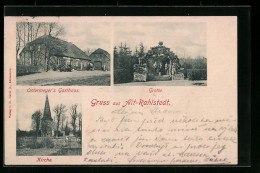 AK Hamburg-Rahlstedt, Kirche, Ostermeyers Gasthaus, Grotte  - Wandsbek