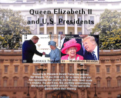 Marshall Islands 2021 Queen Elizabeth II With Pres. Trump S/s, Mint NH, History - American Presidents - Kings & Queens.. - Familias Reales