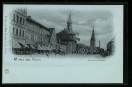 Mondschein-AK Tilsit, Deutsche Strasse, Hotel Kaiserhof  - Ostpreussen