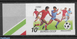 Russia, Soviet Union 1990 Imperforated Stamp 1v. Stamp Out Of Set.	, Mint NH, Sport - Various - Football - Errors, Mis.. - Unused Stamps