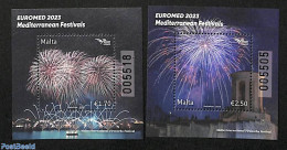 Malta 2023 Euromed, Festivals 2 S/s, Mint NH, Art - Fireworks - Malte