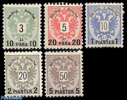 Austria 1888 Levant Post 5v, Unused (hinged) - Nuevos