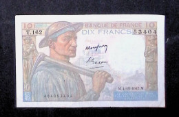 JC, Billet, France, Dix, 10 Francs Mineur, 4-12-1947, 2 Scans - 10 F 1941-1949 ''Mineur''