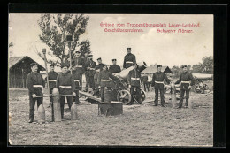 AK Lager-Lechfeld, Truppenübungsplatz, Soldaten Der Artillerie Beim Geschützerxerzieren, Schwerer Mörser  - Guerre 1914-18