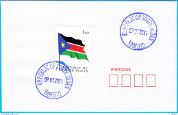 SOUTH SUDAN  Cancelled YAMBIO 2011 Cover With 2011 1 SSP National Flag Stamp Südsudan Soudan Du Sud - South Sudan