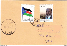 SOUTH SUDAN  Cancelled JUBA 2016 Cover With 2011 1 SSP National Flag & 3.5 Ssp Dr John Garang Südsudan Soudan Du Sud - South Sudan