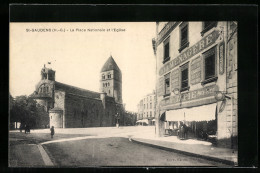 CPA St-Gaudens, La Place Nationale Et L`Eglise  - Saint Gaudens