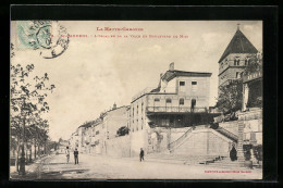 CPA St-Gaudens, L`Escalier De La Ville Et Boulevard Du Midi  - Saint Gaudens