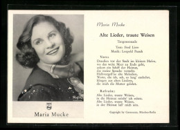 AK Musikerin Maria Mucke Mit Dem Lied Alte Lieder, Traute Weisen  - Musica E Musicisti