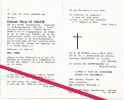 Uden NL. Gustaaf De Graeve (Belg - Vluchteling) °1915 - †1984 Antwerpen. Oudkrijgsgevangene. X Hens Meerhout. Borgerhout - Décès