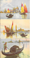 Lot De 12 Cartes, Belle Série Complète: Illustrations A. Scrocchi, Venezia, Venise, Gondoles, Monuments - Venezia (Venedig)