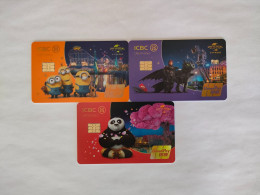 China, Universal Beijing Resort,(3pcs) - Krediet Kaarten (vervaldatum Min. 10 Jaar)