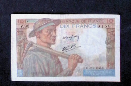 JC, Billet, France, Dix, 10 Francs Mineur, 22-6-1944, 2 Scans - 10 F 1941-1949 ''Mineur''