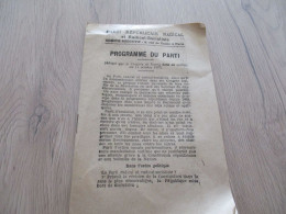 Tract Politique Ancien Parti Républicain Radical Et Radical Socialiste  Programme Du Parti 8 Pages 1907 - Historical Documents