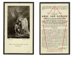 Abel Van Hoecke Adrienne Derre Gemeentesecretaris Laarne Laerne Politiek Gevangene 1914-1918 WW1 Doodsprentje Bidprentje - Guerra 1914-18
