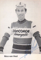 Vélo - Cyclisme - Coureur Cycliste  Nico Van Hest - Team Concorde Campagnolo - Format 12.0 X 8.0 Cm - Autres & Non Classés