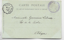 ALGERIE CARTE BLIDA 1905 + VERSO CONVOYEUR BLIDA A ALGER 21 JUIL 05 POUR ALGER - Poste Ferroviaire