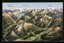 AK Photochromie NR. 14882: Karte D. Berchtesgadener Alpen M. Ortschaften U. Bergen  - Autres & Non Classés