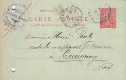 E622 Entier Postal Ustensiles De Brasserie Lebrun Monet Felleries - Cartes Précurseurs