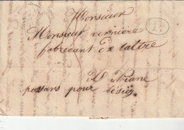 1838 - D4 Grand Cachet à Date Type 12 Simple Fleuron NARBONNE Sur Lettre Vers Aniane, Hérault - Décime Rural - 1801-1848: Precursori XIX