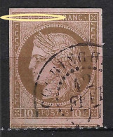 FRANCE Colonies Emissions Générales Ca.1872-77: Le Y&T 18 Obl. CAD "Cochinchine", Var. "trait Blanc" - Ceres