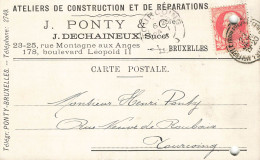 E627 Entier Postal ATELIERS DE CONSTRUCTION ET DE REPARATIONS J.ponty BRUXELLES - Cartoline 1871-1909